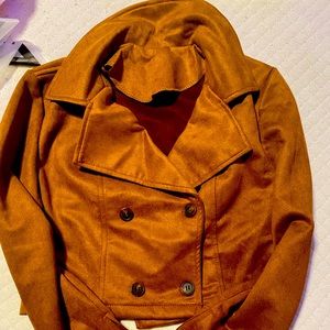 Suede like jacket in camel color